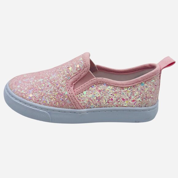 Toddler Girls' Madigan Pink Glitter Slip On Sneakers Pull On Cat & Jack Size 5 - Picture 2 of 5